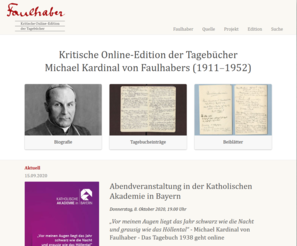 Screenshot Critical online edition of the diaries of Michael Cardinal von Faulhaber